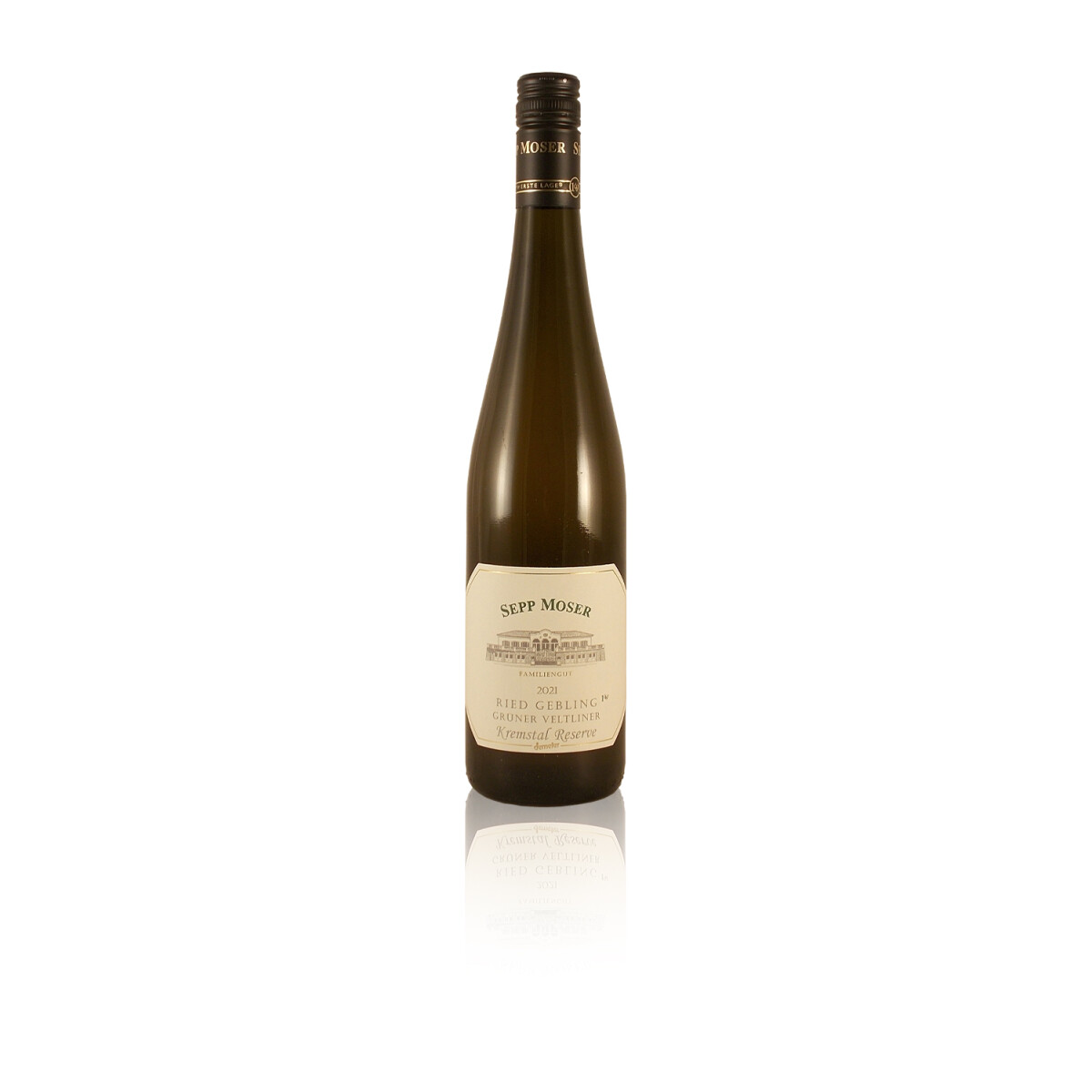 Flasche Schlegelform Sepp Moser Kremstal Grüner Veltliner Lage Gebling Premier Cru Österreichische Traditionsweingüter Biowein Demeter zertifiziert