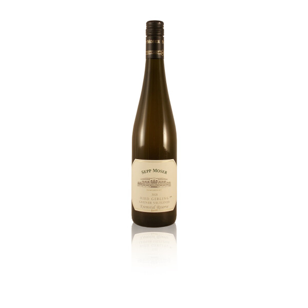 Flasche Schlegelform Sepp Moser Kremstal Grüner Veltliner Lage Gebling Premier Cru Österreichische Traditionsweingüter Biowein Demeter zertifiziert