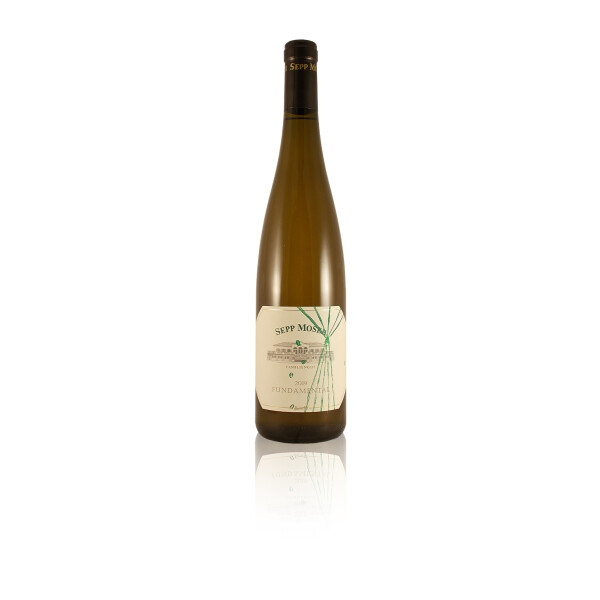 Flaschenbild Naturwein Sepp Moser Biowein Demeter zertifiziert ungeschwefelt Bezeichnung Fundamental Rebsorte Grüner Veltliner